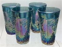 (4) 1970 CARNIVAL GLASS TUMBLERS INDIANA GLASS