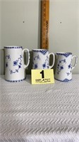 Blue and White Royal Denmark Pitchers