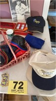 Sports hats, golf and tennis items