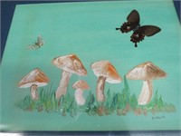 Oil on Paper w/ Real Butterflies 20x16" Signed