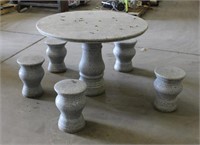 Granite Patio Table w/(5) Stools, Approx 41" Dia