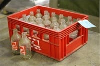 (22) Vintage Pop Shoppe Glass Bottles in Tray
