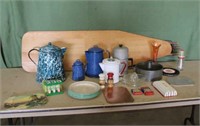 Vintage Kitchen Items, Enamel Coffee Pots &