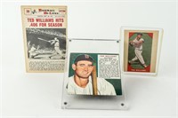 Lot of 3 Ted Williams Baseball Cards