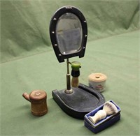 Vintage Shaving Mirror w/(2) Shaving Mugs & Shave
