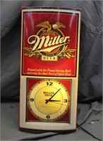Miller Beer Clock, Works, Approx 11"x6"x25"