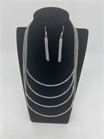 Silver 4 Row Necklace