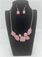 Pink and Silver Stone Necklace