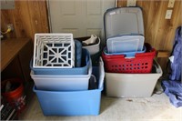 plastic storage containers and hamper