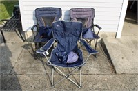 3 folding camping sport chairs with bags