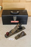 Craftsman metal tool box with 2 wood planes
