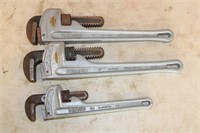 (3) rigid aluminum pipe wrenches 10"& (2) 14"