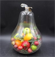 Glass Pear Terrarium w/ Fruit