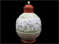 Vintage Elephant Urn w/ Lid