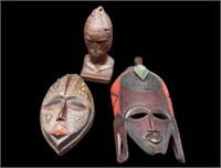 Wooden Carved Tribal Masks & Head