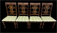 4 Ornate Carved Dining Chairs