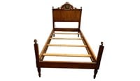 Hand Painted Carved Twin Bed Frame w/ Acorn Finial