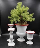 Metal Candle Pedestals & Bases w/ Foliage