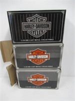 (3) Harley-Davidson die cast motorcyles.