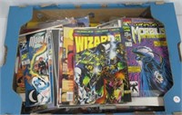 Assortment of comic books.