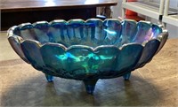 Carnival glass footed console bowl