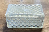 Opalecent hobnail glass dresser box