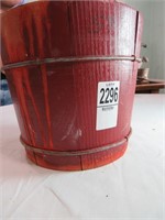 Handmade Red Wooden Bucket 1959