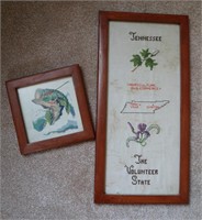 2 Pcs Cross Stitch -Tennesse & Fish