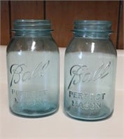 2 Pcs Ball Blue Glass Jars