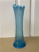 Fenton Blue Opalescent Diamond Optic Vase