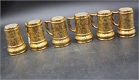 6 Piece Set of Gold Colored Mini Mugs