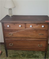 Solid Wood Dresser with Lamp