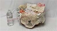 Basket of Vintage Linens & Doilies