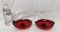 Mid Century Viking Epic Ruby Glass Candle Holders