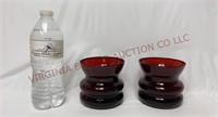 Vintage Royal Ruby Red Glass 3.75" tall Vases ~ 2