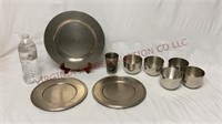 Pewter Plates, Cup & Jefferson Cups