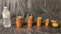 Vintage Metal Measuring Cups & Brass Apple Bell