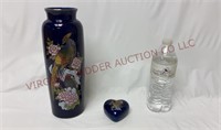Cobalt Porcelain Vase & Heart Sachet