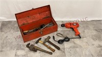 Tool Box & Contents ~ Drill, Hammers & More!!!