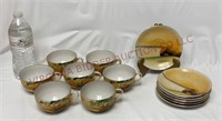 Vintage Hand Painted Tea Cups & Saucers ~ Set of 7