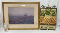 Signed, Framed Nautical Print & Pineapple Welcome