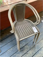 2 Gray Patio Chairs Plastic Wicker