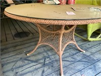 Wicker Glass top 48"R Patio Table
