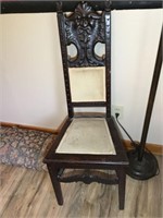 Vintage Wooden Chair Heavy Carving 43"T