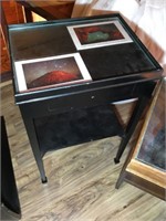 2 Small Tables, Mirror Top & Glass Covered (16 x 1