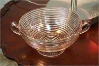 Pink Manhattan Ribbed Glass Bowl