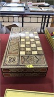 TRAVELING SIZE CHESS AND BACKGAMMON BOARD