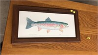 "RAINBOW TROUT" FRAMED SIGNED FISH ART