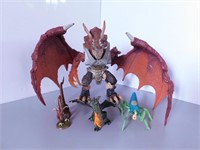 Lot de 4 figurines jouets, incl. dragons