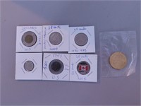 Lot de 7 pièces monnaie et jeton Canada et USA